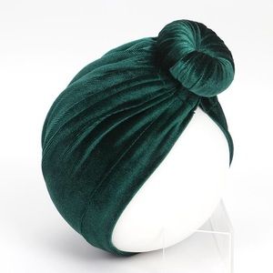 Green Velvet Top Knot Turban Hat Baby Toddler
